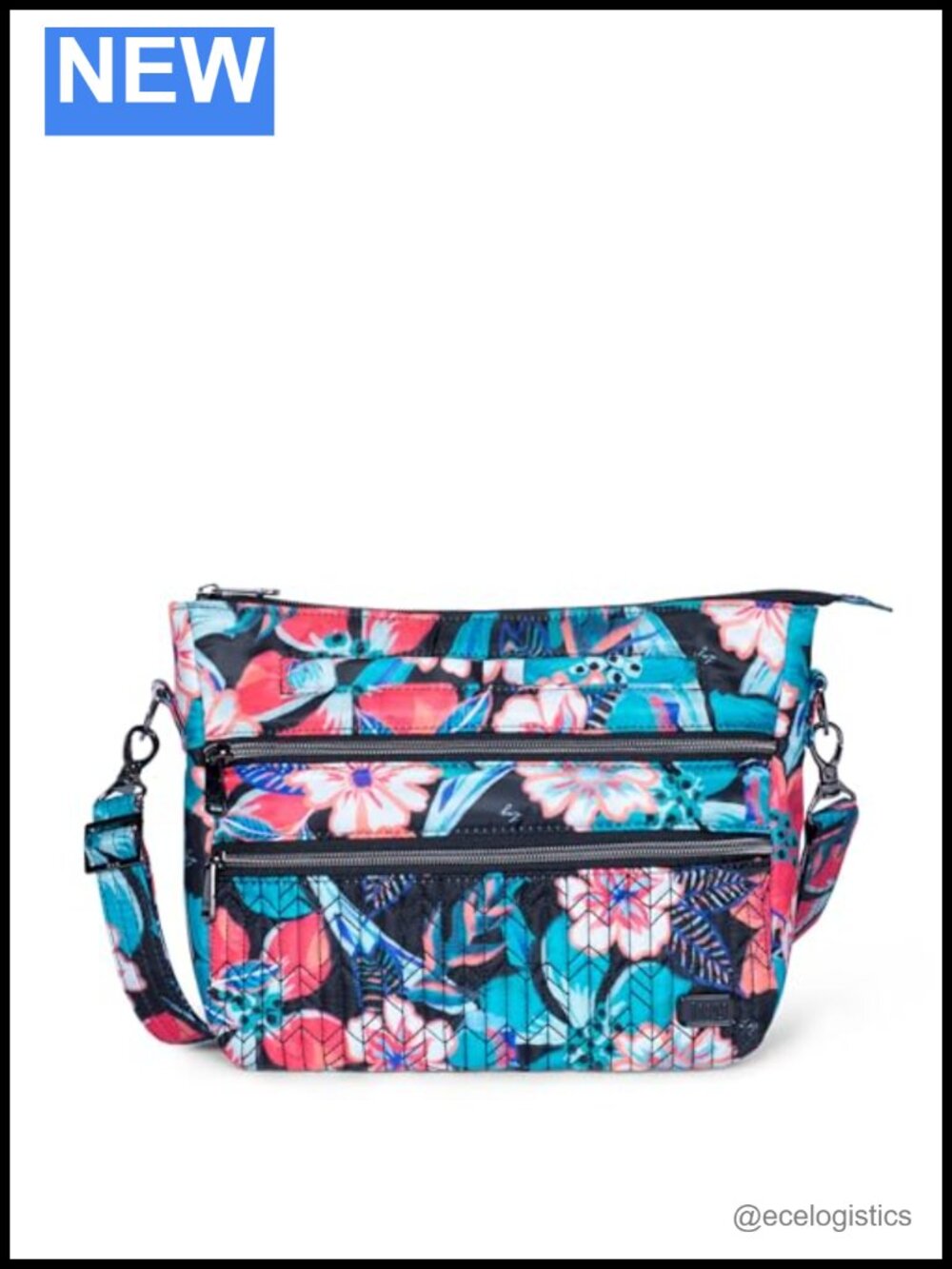 Crossbody Bag with RFID Protection, Adjustable Strap, Polyester, Chevron